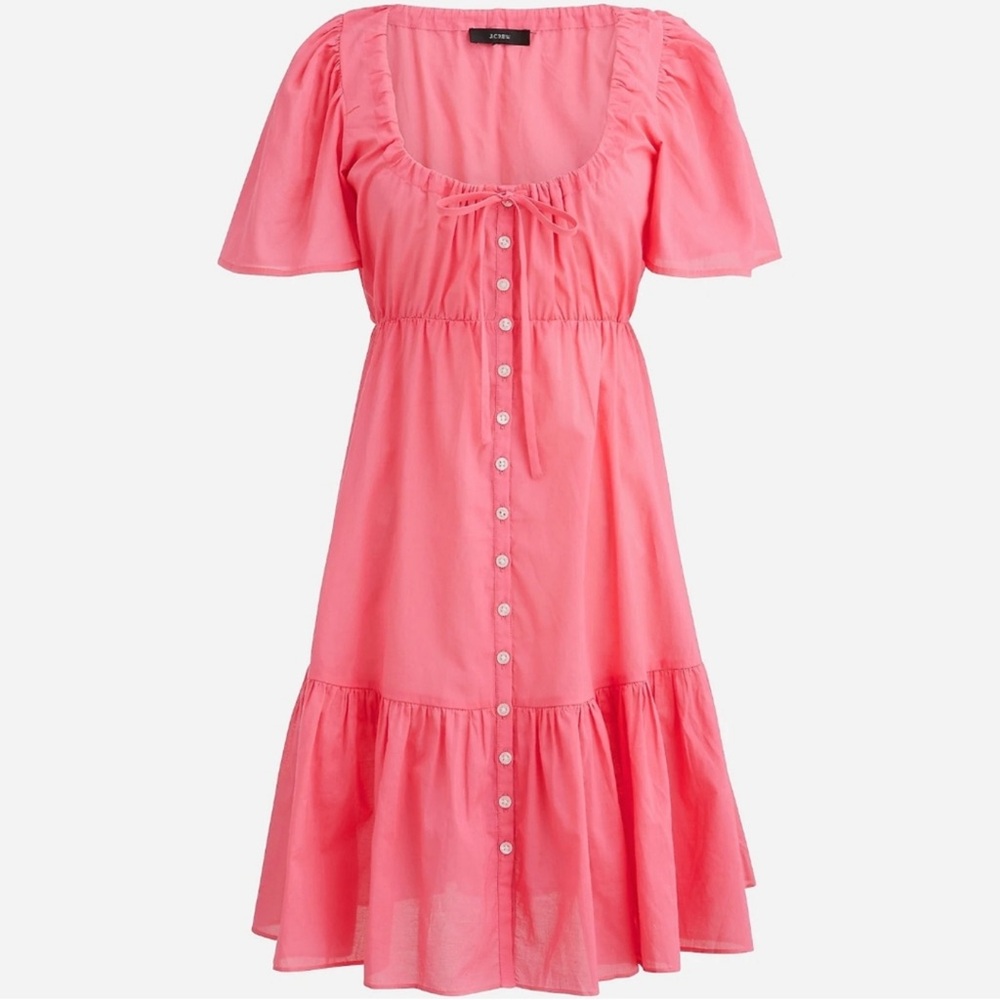 NWT J Crew SZ M Cotton Voile Pink Tiered Button-down Beach Dress - SO cute! - Picture 2 of 9